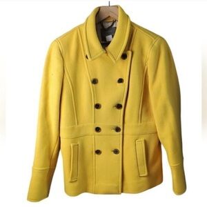 J. Crew Yellow Double-Breasted Pea Coat, size 2P